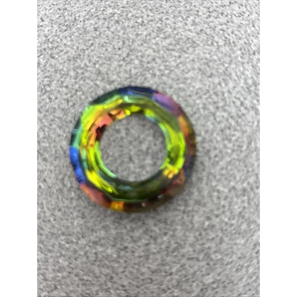Lot Of 4 Rainbow Titanium Crystal Heart Pendants, Plus 3 Iridescent Pendants